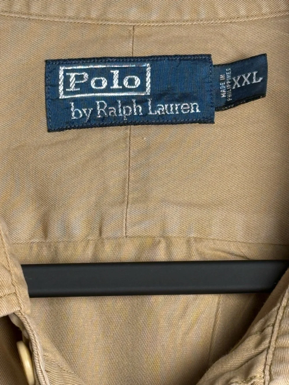 Vtg. Polo Ralph Lauren Khaki Tan Safari Utility Long Sleeve Button Up Shirt XXL